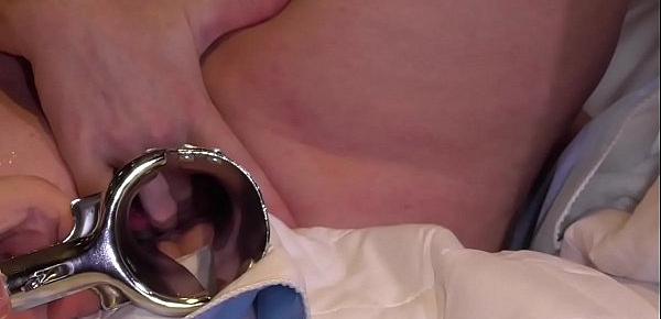  AnalSlut Veterinary Speculum - Gaping Analsluts Arsehole with horse speculum - DEEP view